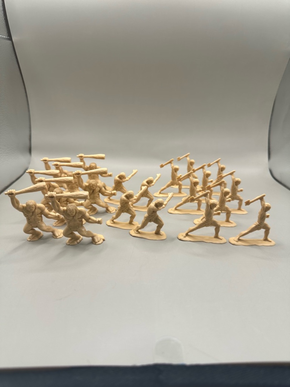 LOT - Vintage Set of 21 Molded Plastic 1.5” - 2" CAVEMEN Figures